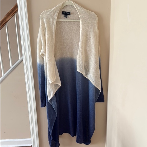 Claudia Nichole 100 percent Cashmere Ombre Cream Blue Cardigan - Picture 1 of 3